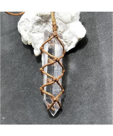 Natural Crystal Rough Natural Crystal Rough Natural White Amethyst Quartz Crystal Column Pendant Stone Reiki Hangings Craft with Weave Rope - Buy Online on SooperMarket.com