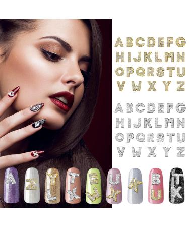 52 Pieces Delicate Style Alphabet Nail Stud Stickers - Rhinestone Letter Charms for Women and Girls Nail Decoration - English Nail Accessories Salon - Buy Online on SooperMarket.com