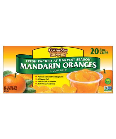 Golden Star Mandarin Oranges in Light Syrup, 4oz Cups, 20 Count