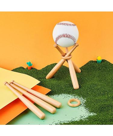 Wooden Baseball Stand Display Holder with Mini Bats and Circles - Ideal for Players and Fans - Buy Online on SooperMarket.com