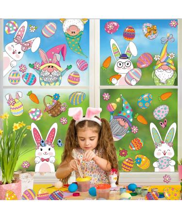 HPNIUB Easter Window Decoration Self-Adhesive with Bunny Eggs Spring Easter Window Clings to Stickers Rabbit Easter Eggs for Display Cabinets Window Decoration for Shop Windows Glass Decor Colourful C - Buy Online on SooperMarket.com