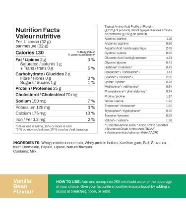 Whey Protein Powder by Vitasave 100% Whey Protein Powder 25g Protein Per Serving Grass-Fed Gluten-Free BCAAs Amino Acids - 26 servings 858g Tub (Vanilla Pack of 2) Vanilla Pack of 2 - Buy Online on SooperMarket.com