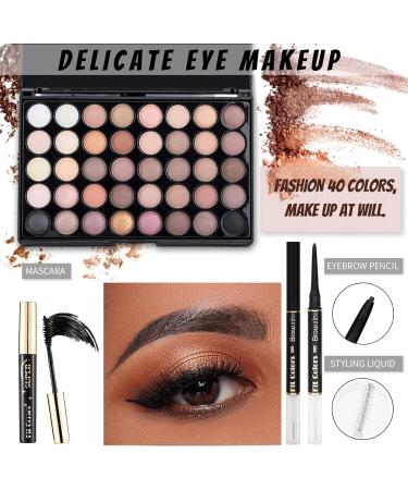 All in one Makeup Set Full Makeup Kit with Makeup Bag Portable 40Color Eyeshadow Palette Face Primer Foundation Make up Concealer Eyeliner Stamp Mascara Lip Gloss Make-up Set Travel - Buy Online on SooperMarket.com