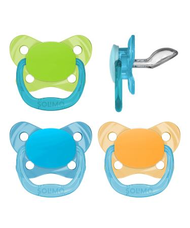 Amazon Brand - Solimo Orthodontic Baby Pacifier  Stage 2 (6-12M)  BPA Free  Assorted Colors (Pack of 4) 4 Count (Pack of 1)