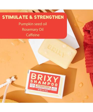 BRIXY Strengthening Shampoo Bar for Thinning Hair | Pumpkin Seed Oil & Rosemary | Vegan pH Balanced Plastic Free - Buy Online on SooperMarket.com