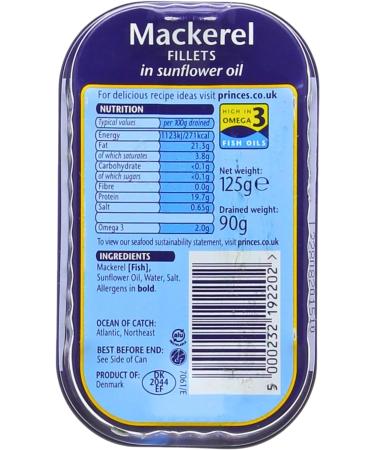 Mackerel Fish Sunflower Oil Water and Salt Fillets in Sunflower Oil Pack of 4 x 125g - Buy Online on SooperMarket.com