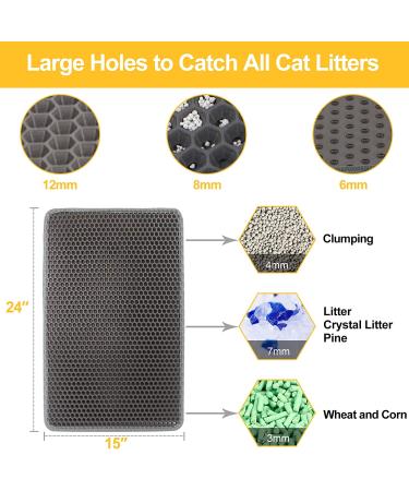 LeToo Cat Litter Mat - Large Waterproof Double Layer Anti-Tracking Kitty Mat - No-Toxic & Washable - Grey 24 x 15 - Buy Online on SooperMarket.com