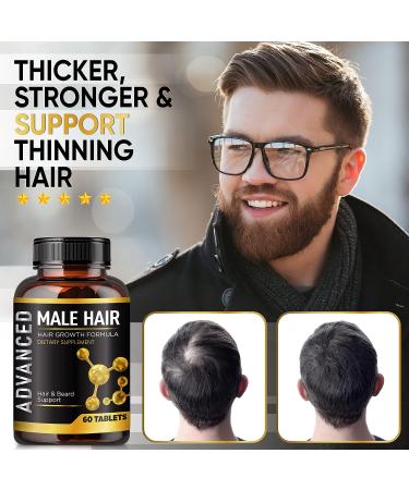 Men's Hair Growth Vitamins - DHT Blocker & Beard Growth Supplement for Thicker, Fuller Hair. Support Thinning Hair with Biotin - Regrow & Strengthen Hair - Buy Online on SooperMarket.com