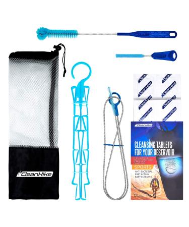 Reservoir Hydration Bladder Cleaning Kit - 6-In-1 Water Reservoir Cleaning Kit Of 3 Brushes Collapsible Frame (12) Cleansing Tablets & Carry Pouch - Cleaner Set For Back Pack Bladder