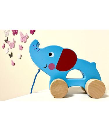 RB & G pulling toys from 1 year |Sweeted wooden pulling animal |Baby toy wood elephant to follow |Pulled wood from 1 year |Wooden toys pull-in elephant variant B 1 ear