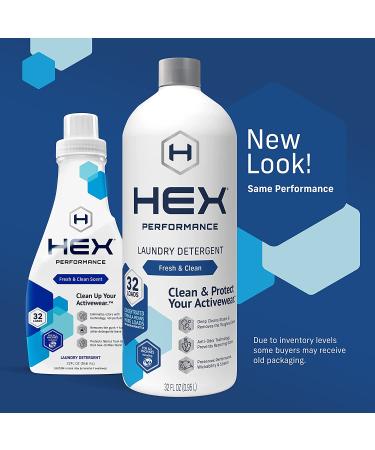 HEX Performance Fresh & Clean Laundry Detergent 64 Loads (Pack of 2) | Activewear Formula | Eco-Friendly 32 Fl Oz - Buy Online on SooperMarket.com