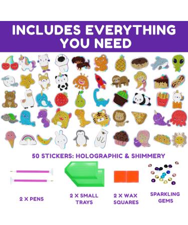 Kawaii Diamond Painting Stickers for Kids - Holographic Gem Art Kits with Diamond Art Stickers - Fun Diamond Painting for Kids - Buy Online on SooperMarket.com