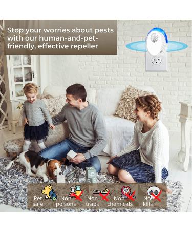 Okutani Ultrasonic Pest Repeller 6 Pack - Indoor Electronic Pest Control for Spiders, Roaches, Insects, Rodents - Mouse Repellent Plugin for Home - White - Buy Online on SooperMarket.com