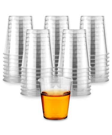 1.5 oz Shot Glasses - 100 Mini Plastic Shot Glasses (1.5oz) Clear Disposable Cups for Jello Shots, Wine Tasting, Liquor, Whiskey, Pudding, Sample Cup for Halloween and Elegant Partiest 1.5 ounces 100