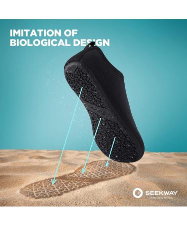 SEEKWAY Water Shoes - Quick Dry Aqua Socks for Beach, Pool & Surf - Black SK002 - Size 8.5-9.5 Women/7.5-8.5 Men - Buy Online on SooperMarket.com