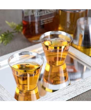 PLASTICPRO 9 oz Disposable Party Cups with Gold Rim, 100 Count - Crystal Clear Tumblers for Old-Fashioned Elegance - Buy Online on SooperMarket.com