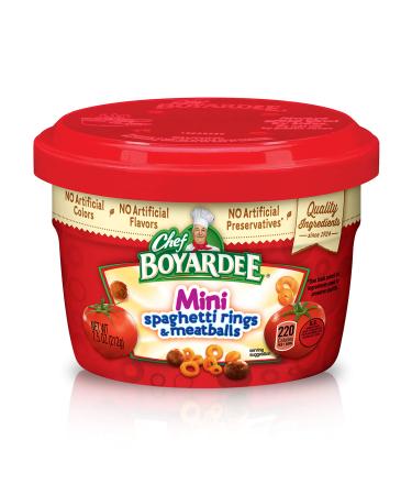 Chef Boyardee Mini Spaghetti Rings & Meatballs, 7.5 Oz. Microwavable Bowls (Pack of 12)