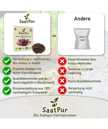 SaatPur ORGANIC Sprouts Assortment | 4 Varieties: Red Energy Mix Radish Red Cabbage Basil Beetroot - International Shipping Available - Buy Online on SooperMarket.com