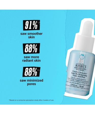 Kiehl's Clearly Corrective Daily Re-Texturizing Triple Acid Peel Serum - Exfoliating Facial Peel with Salicylic Glycolic & Lactic Acid for Smooth Skin - 1 fl oz - International Shipping Available - Buy Online on SooperMarket.com