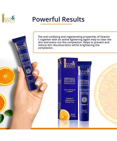 Fair and White Exclusive Skin Brightening Cream with Vitamin C | 1.7 Fl oz | Anti Aging Formula with Glycerin and Castor Oil for Face & Body - Buy Online on SooperMarket.com