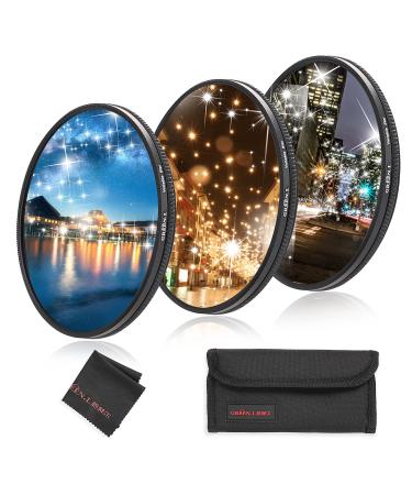 58mm Star Filter,GREEN.L 2rd Generation Slim Variable Starburst Filter(4 Points,6 Points,8 Points) with Cleaning Cloth + 2 Slot Filter Pouch