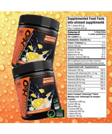 PVL Pro Series PROH2O | Advanced Hydration powder electrolyte powder with 5 key electrolytes no sugar carb free zero calories - 30 serving (255 G Orange Krush'd) Orange Krush'd 30 Servings (Pack of 1) - Buy Online on SooperMarket.com