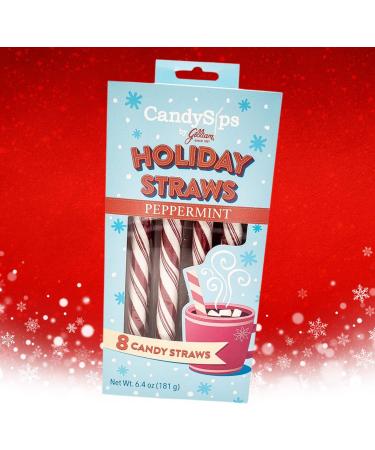 Peppermint Candy Cane Sip Straws with Belgian Milk Chocolate Stirring Spoon Hot Cocoa Bar Supplies Christmas Stocking Stuffer Treats for Adults and Kids Pack of 2 - Buy Online on SooperMarket.com