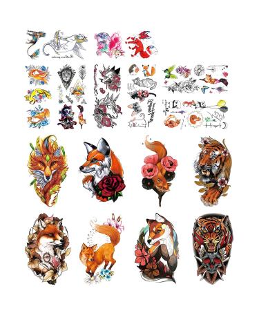 DaLin Temporary Tattoo Sleeve Fake Tattoos for Women Men (Fox Tiger Collection)