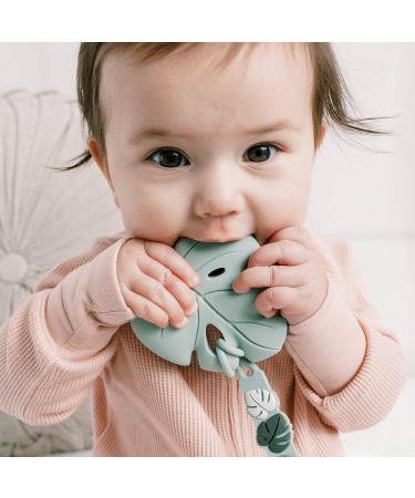 Loulou Lollipop Silicone Teether for Teething Baby - Monstera Seafoam | Gender Neutral Teething Toy - Buy Online on SooperMarket.com