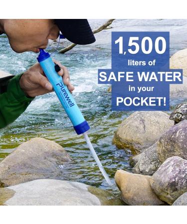 PureWell Outdoor Water Filter Straws | Personal Water Purification for Camping Hiking & Emergency Survival | Pack of 2 - Buy Online on SooperMarket.com