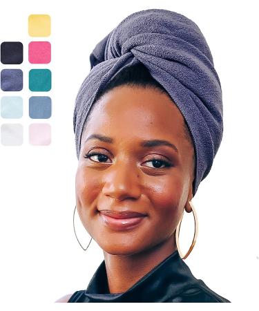 AQUIS Microfiber Hair Towel - Ultra Absorbent, Fast Drying, Dark Grey Regular - 19x39 inches - Buy Online on SooperMarket.com