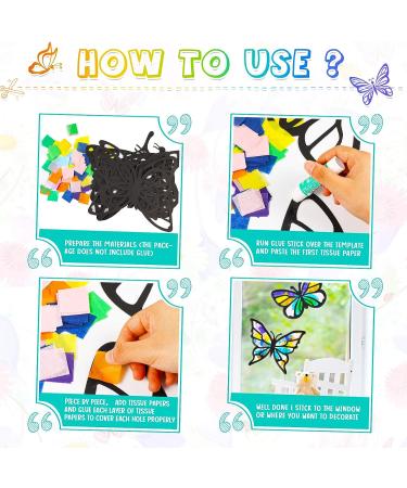 9-Piece Butterfly Suncatcher Craft Kit with 12 Colors Tissue Paper - Kid-Friendly DIY Window Art & Party Favors - Buy Online on SooperMarket.com