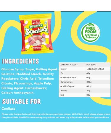 Swizzles Drumstick Squashies Original Sweets - Raspberry and Milk Flavour Sweets- Bulk Multipack (12 x 140g) - Buy Online on SooperMarket.com
