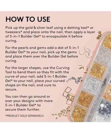 Mylee Crown Jewels Nail Art Kit 12-Piece Set + 5 in 1 Clear Builder Gel Silver & Gold Decorations Metal Rhinestones Studs for Gel Acrylic & Natural Nails Curving Tool Professional & Beginner - Buy Online on SooperMarket.com