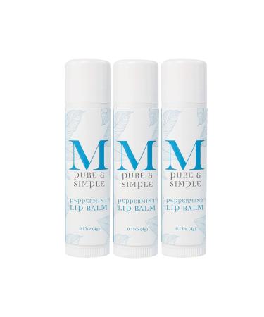 All Natural Peppermint Lip Balm (3 Pack) Made of Double Helix Water Organic Coconut Oil Organic Sunflower Oil Peppermint Oil Vitamin E (0.15 oz)