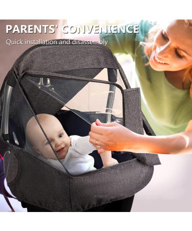 Car Seat Rain Cover Universal Car Seat Rain Cover with Organizer Zipper Door and Handle Opening Waterproof Weather Shield for Infant Baby Carrier Rain Shield Car Seat Accessory
