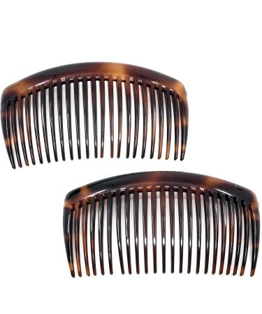 Camila Paris AD66/2 French Side Combs Large Curved Tortoise Shell French Twist Hair Combs Decorative, Strong Hold Hair Clips for Women Bun Chignon Up-Do Styling Girls Hair Accessories, Made in France