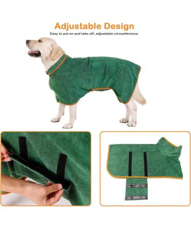 Pejoye XL Green Dog Drying Coat - Fast Absorbent Microfibre Bath Robe Towel for Pets - Buy Online on SooperMarket.com