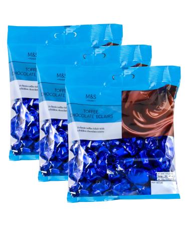 M&S Toffee Chocolate Eclairs Individually Wrapped Classic Sweets with a Hidden Chocolate Centre - 3 x 200g Bags