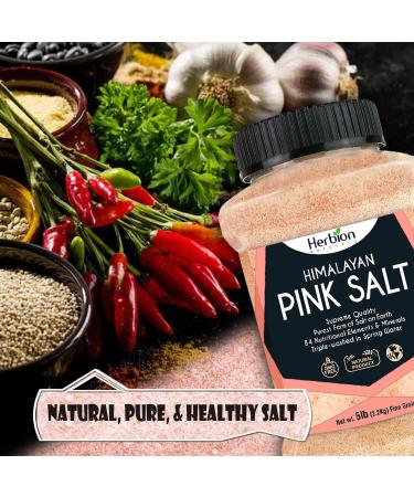 Herbion Naturals Himalayan Pink Salt Jar - GMO Free, Vegan, Chemical-Free, Kosher Certified, Fine Grain All-Natural Salt - Triple-Washed in Spring Water - Buy Online on SooperMarket.com