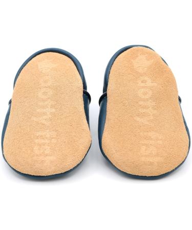 Dotty Fish Soft Leather Baby Shoes | Toddler Boys Non-Slip Suede Sole | Navy & White Star | 0-6 Months - 4-5 Years - Buy Online on SooperMarket.com
