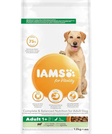 IAMS Complete Dry Dog Food for Adult 1+ Large Breeds with Lamb 12 kg Lamb 12 kg (Pack of 1) - Buy Online on SooperMarket.com