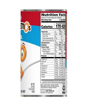 SpaghettiOs Original Canned Pasta 22.4 OZ Can (Pack of 12) - Healthy Snack for Kids and Adults - Buy Online on SooperMarket.com