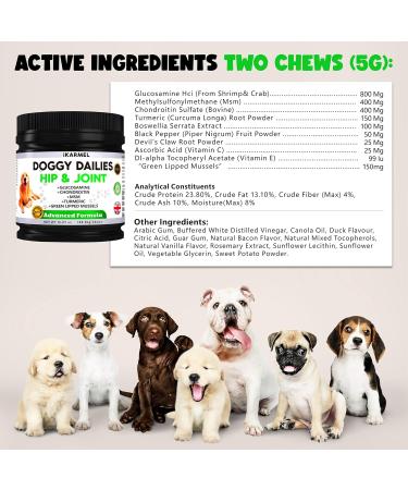 iKarmel Hip and Joint Care Supplements for Dogs - Glucosamine, Chondroitin, Green-Lipped Mussels - Senior to Puppy Treats for Stiff Joints (180 Chews) - Buy Online on SooperMarket.com