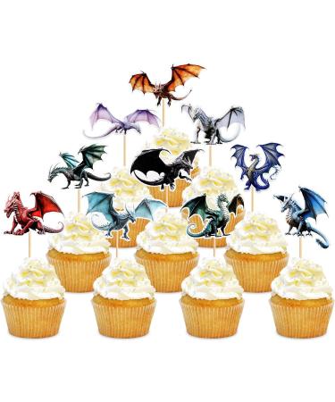 30-Piece Dragon Theme Cupcake Toppers - Mythical Cake Decorations for Weddings & Birthday Parties - Buy Online on SooperMarket.com