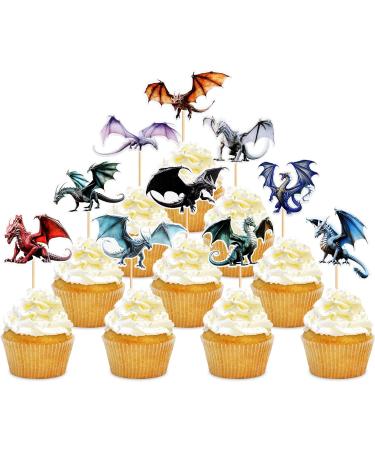 30-Piece Dragon Theme Cupcake Toppers - Mythical Cake Decorations for Weddings & Birthday Parties - Buy Online on SooperMarket.com