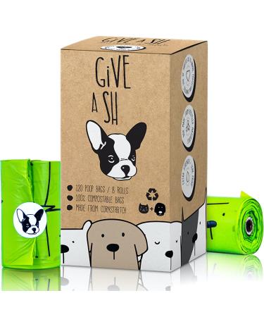 Certified Compostable Dog Poop Bags | 10% to Charity | Vegetable Based Dog Poop Bag | Eco Friendly and Earth Friendly dog waste bags | Leakproof And Zero Odor Pet Supplies + dog housebreaking supplies 120 Count (Pack of 1)