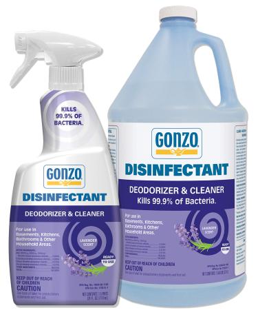 Gonzo Natural Magic Disinfectant Spray & Multipurpose Cleaner - Lavender Value Pack 24 oz. and 128 oz. Refill - Odor Eliminator Disinfectant Flood Fire Water Damage Restoration