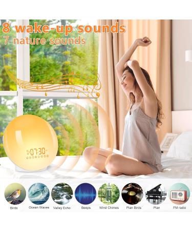 Baozily Light Alarm Clock Sunrise Sunset Simulation Double Alarms Snooze FM Radio & 11 Color Options Wake Up Naturally! - Buy Online on SooperMarket.com