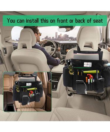 ECWKVN Car Front Seat Organiser - Heavy Duty Passenger Tidy Backseat Storage Bag with 10 Pockets - Black - Buy Online on SooperMarket.com